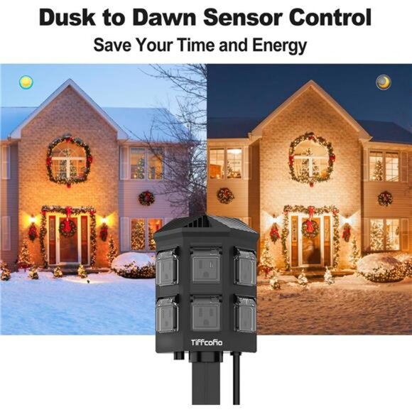 Power Stake Timer,100FT Range Remote Control,Dusk to Dawn Sensor Light Timer - Picture 5 of 8